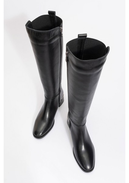 Rochos Siyah Cilt Streç Detaylı Hakiki Deri Kadın Çizme fiyatları