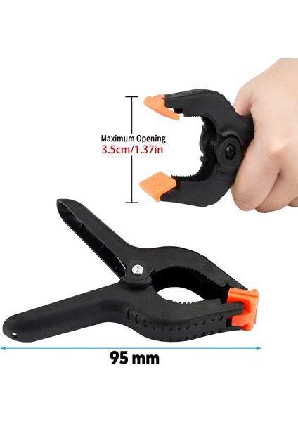 Yaylı Kıskaç Mandal El Tip İşkence Siyah Klips Hobi 35 mm 4 Adet