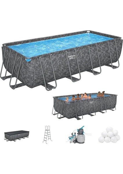 561KA Prefabrik Aile Havuzu 549X274X132CM Apx Premium Seri Örtü+Merdiven+Kum Filtre Set