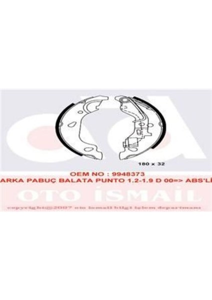 562770 Arka Fren Balatası Pabuç Punto 1.2 1.3jtd 1.9jtd 99-Abs'li Araçlar Için 77362296