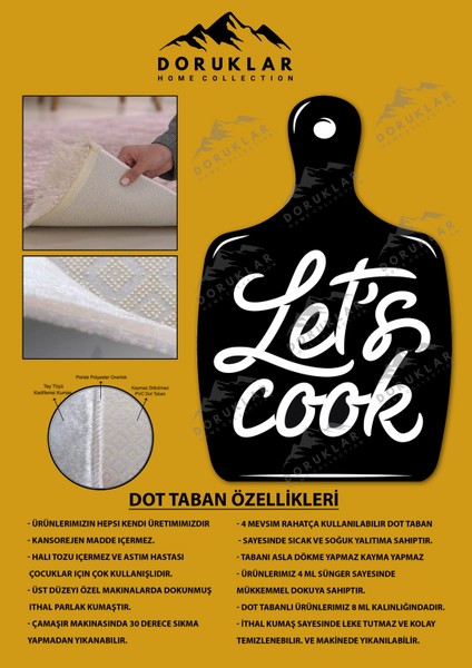 Kaymaz Taban Dijital Baskı Yıkanabilir Modern Desenli Mutfak Halısı