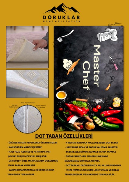 Kaymaz Taban Dijital Baskı Yıkanabilir Modern Desenli Mutfak Halısı fiyatları