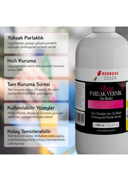 Akrilik Su Bazlı Parlak Vernik 120ml Yüksek Kalite, Profesyonel