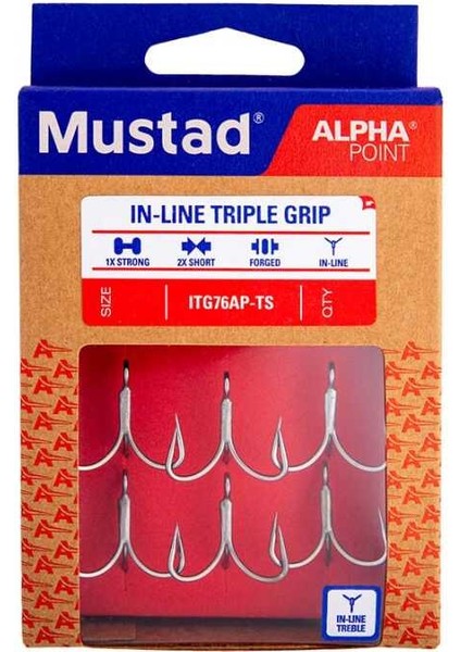 Alpha Point In-Line Triple Grip ITG76AP Üçlü Olta Iğnesi Tıtan Steel-No:6 - 6lı modelleri