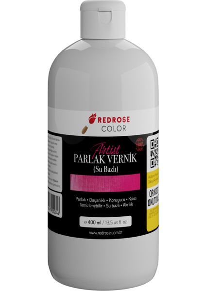 Akrilik Su Bazlı Parlak Vernik 400ml Yüksek Kalite, Profesyonel