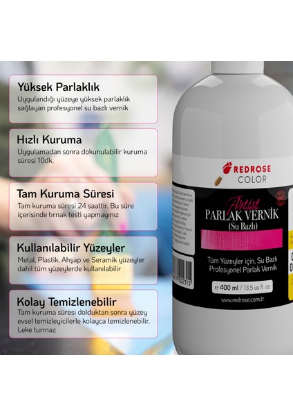 Akrilik Su Bazlı Parlak Vernik 400ml Yüksek Kalite, Profesyonel fiyatları