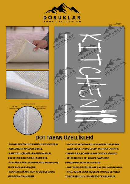 Kaymaz Taban Dijital Baskı Yıkanabilir Modern Desenli Mutfak Halısı