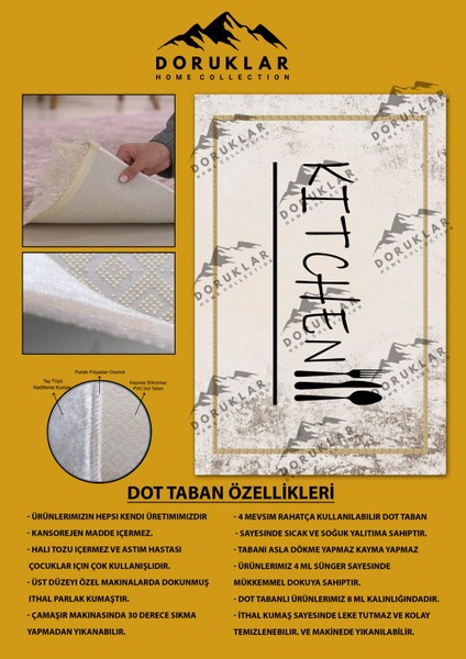 Kaymaz Taban Dijital Baskı Yıkanabilir Modern Desenli Mutfak Halısı fiyatları