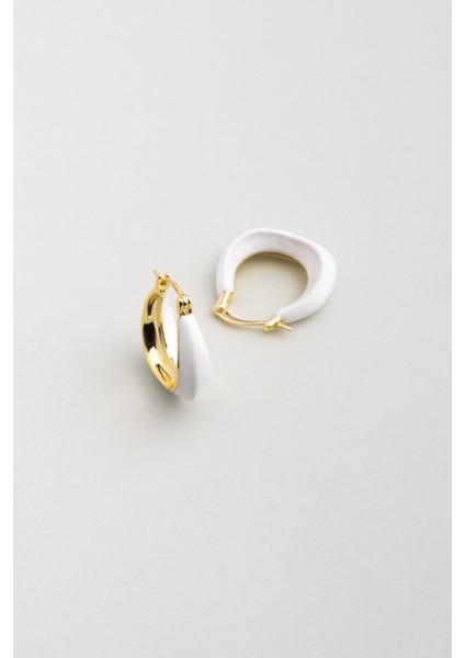 Beyaz Rüya 18 Ayar Sarı Altın Kaplama Gümüş Halka Küpe