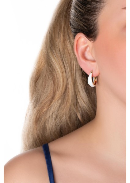 Beyaz Rüya 18 Ayar Sarı Altın Kaplama Gümüş Halka Küpe fiyatları