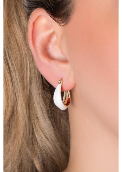 Beyaz Rüya 18 Ayar Sarı Altın Kaplama Gümüş Halka Küpe modelleri