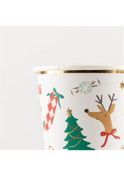 Meri Meri - Jolly Christmas Cups - Yeni Yıl Bardaklar (8'li)