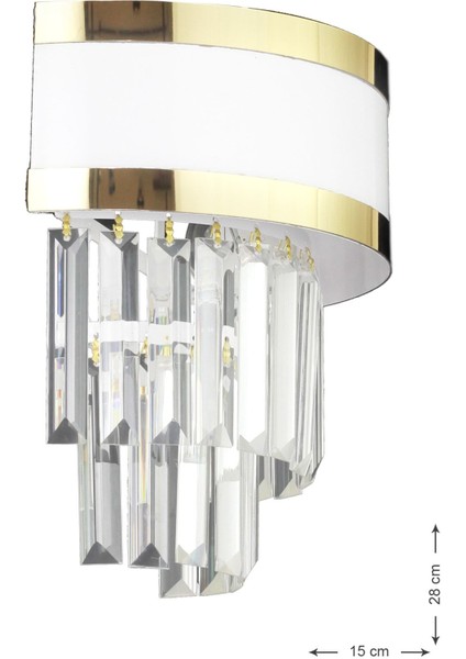 Dora Gold Şeritli Kristal Taşlı Lüks Aplik (Beyaz-Gold) fiyatları