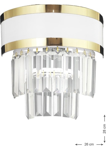Dora Gold Şeritli Kristal Taşlı Lüks Aplik (Beyaz-Gold) modelleri