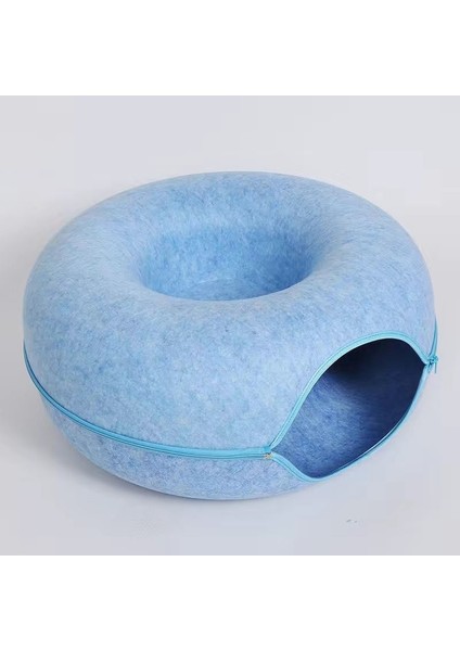 Keçe Tünel Donut Kedi Yuvası 50X20 cm Mavi (Yurt Dışından)