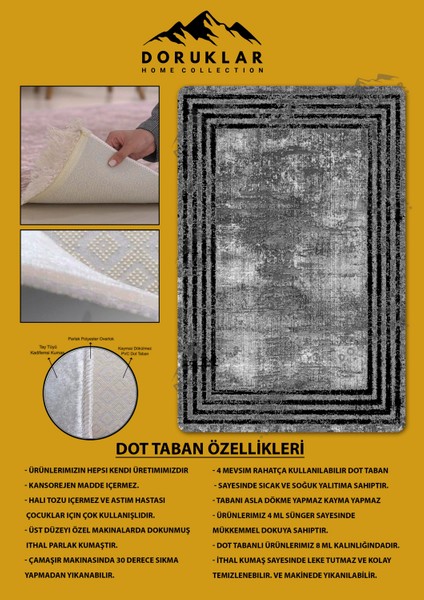 Kaymaz Taban Yıkanabilir Dijital Baskı Eskitme Desenli Salon Halısı