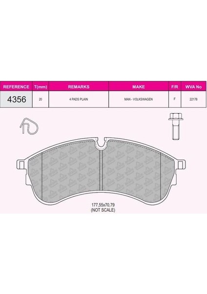 4356 Fren Balatası Ön Crafter 2.0tdı 16-Dasa-B-C Daua-B-C Dava Dawa Man Tge 2.0tdı 16- 2N0698151A