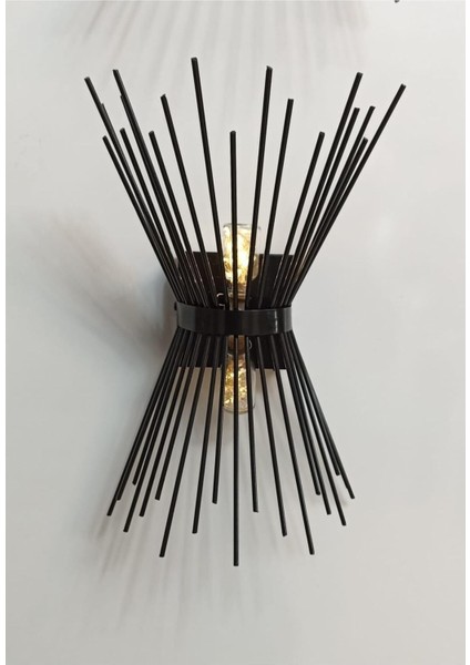 Metal Siyah Kirpi Duvar Pilli Aplik - Tek Adet Fiyatıdır