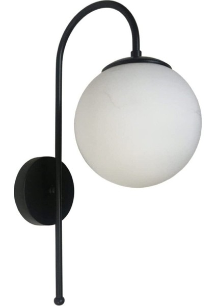 Angel Özel Tasarım Siyah Renk Gövde Beyaz Camlı Duvar Aplik