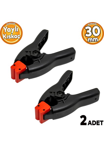 Yaylı Kıskaç Mandal Pro El Tip İşkence Siyah Klips Hobi 30 mm 2 Adet