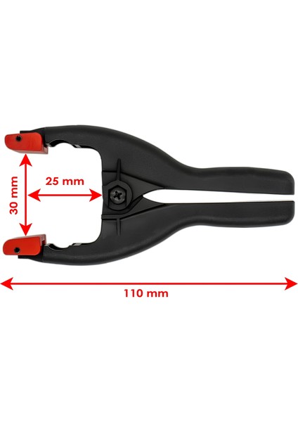Yaylı Kıskaç Mandal Pro El Tip İşkence Siyah Klips Hobi 30 mm 2 Adet
