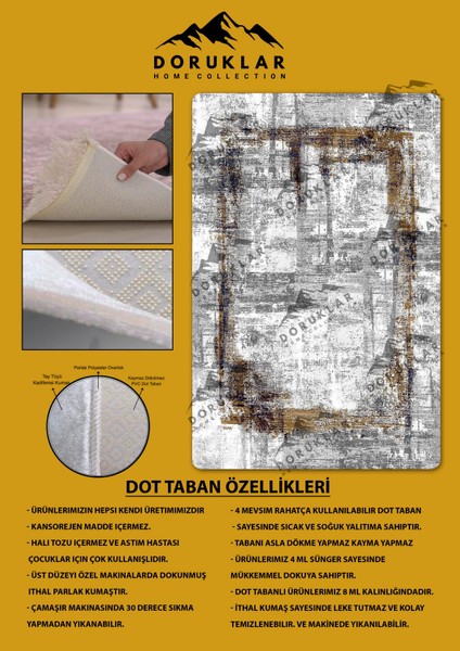 Kaymaz Taban Yıkanabilir Dijital Baskı Çerçeveli Eskitme Desenli Halı fiyatları