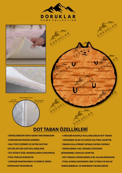 Dijital Baskı Kaymaz Taban Yıkanabilir Turuncu Kedi Desenli Yuvarlak Çocuk Halısı fiyatları
