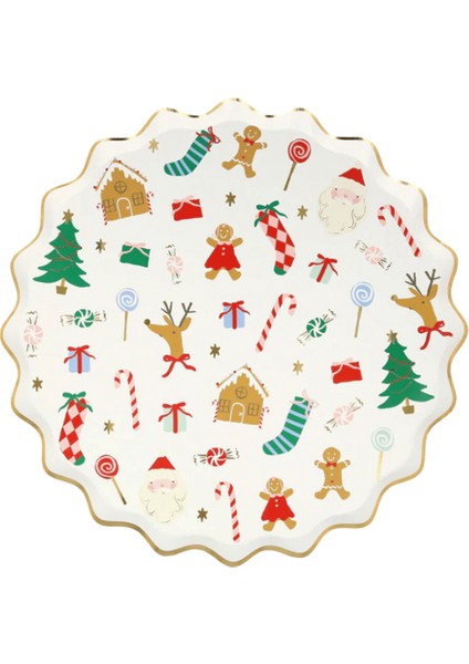 - Jolly Christmas Dinner Plates - Yeni Yıl Tabaklar (L) (8'li)