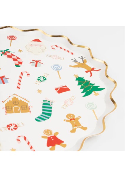 - Jolly Christmas Dinner Plates - Yeni Yıl Tabaklar (L) (8'li)