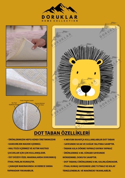 Kaymaz Taban Yıkanabilir Aslan Desenli Çocuk Halısı fiyatları