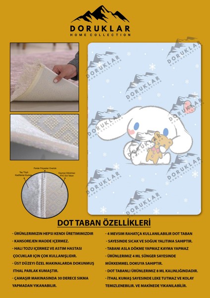 Kaymaz Taban Yıkanabilir Sevimli Tavşan Desenli Çocuk Halısı fiyatları