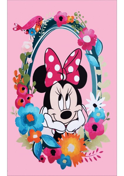 Kaymaz Tabanlı Yıkanabilir Mickey Mouse Desenli Çocuk Halısı Dot Taban Halı