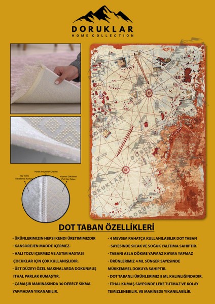 Kaymaz Taban Yıkanabilir Harita Desenli Çocuk Halısı fiyatları
