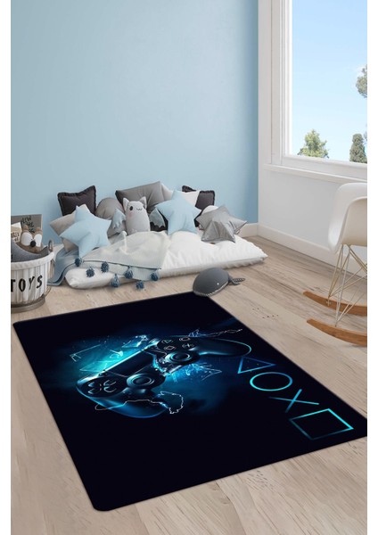 Kaymaz Taban Yıkanabilir Gamer Desenli Çocuk Halısı