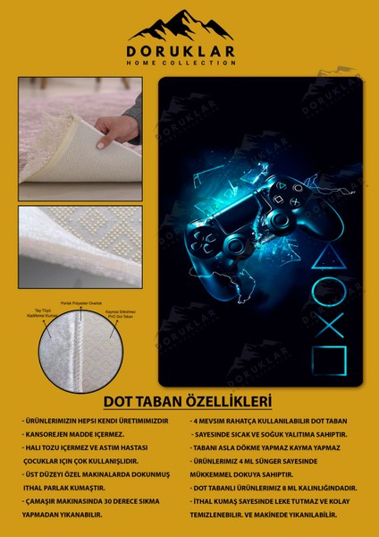 Kaymaz Taban Yıkanabilir Gamer Desenli Çocuk Halısı fiyatları