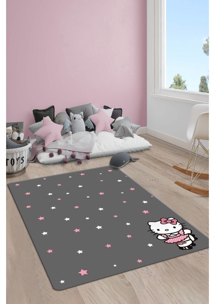 Kaymaz Taban Yıkanabilir Hello Kitty Desenli Çocuk Halısı