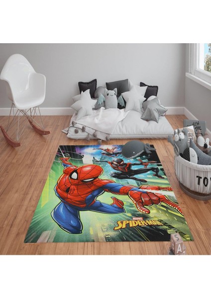 Kaymaz Tabanlı Yıkanabilir Marvel Desenli Çocuk Halısı Dot Taban Halı