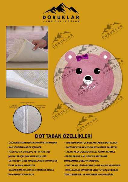 Dijital Baskı Kaymaz Taban Yıkanabilir Hasır-Jüt Görünümlü Yuvarlak Çocuk Halısı fiyatları