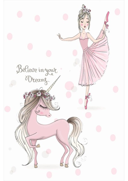 Kaymaz Tabanlı Yıkanabilir Unicorn Desenli Çocuk Halısı Dot Taban Halı fırsatları