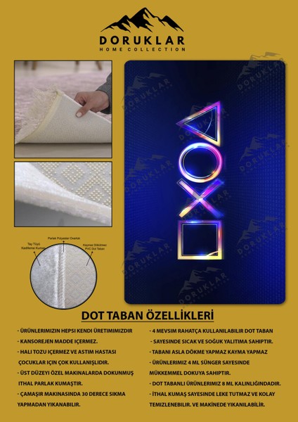 Kaymaz Taban Makinada Yıkanabilir Dijital Baskı Gamer Desenli Genç Odası Halısı fiyatları