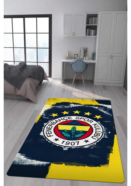 Kaymaz Taban Makinada Yıkanabilir Dijital Baskı Dekoratif Modern Desenli Genç Odası ve Çocuk Odası Halısı Dot Taban Halı