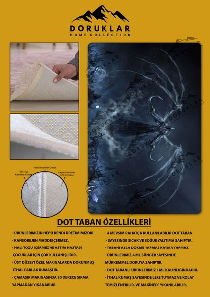 Kaymaz Taban Makinada Yıkanabilir Diablo Desenli Çocuk Halısı fiyatları