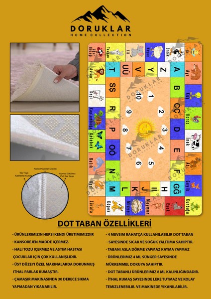 Kaymaz Taban Yıkanabilir Öğretici Desenli Çocuk Halısı fiyatları