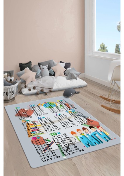 Kaymaz Taban Yıkanabilir Çarpım Tablosu Desenli Çocuk Halısı