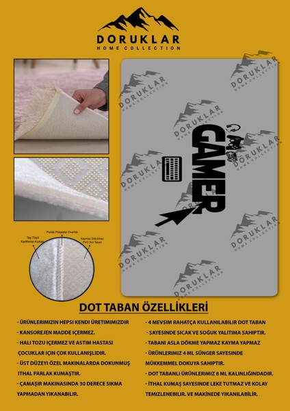 Kaymaz Taban Yıkanabilir Gamer Desenli Çocuk Halısı