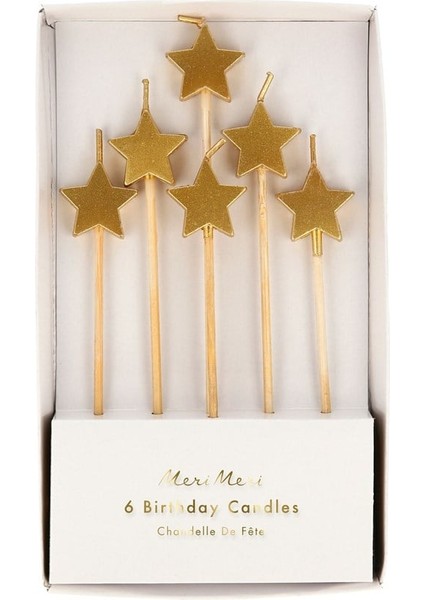 - Gold Star Candles - Altın Yıldız Mumlar - 6'lı