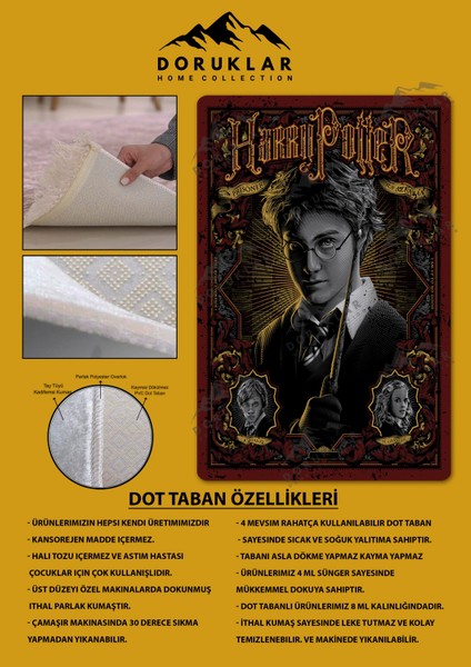 Kaymaz Taban Makinada Yıkanabilir Dijital Baskı Harry Potter Desenli Genç Odası Halısı fiyatları