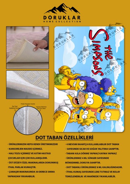 Kaymaz Taban Makinada Yıkanabilir Simpsons Desenli Çocuk Halısı fiyatları