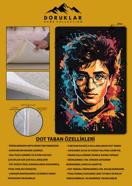 Kaymaz Taban Makinada Yıkanabilir Harry Potter Desenli Çocuk Halısı fiyatları
