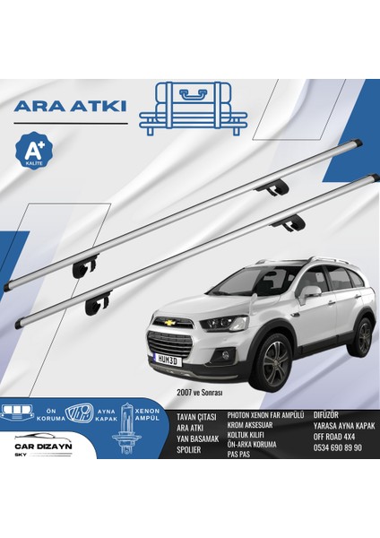 Chevrolet Captiva 2007-2008-2009-2010-2011-2012-2013-2014-2015-2016-2017-2018-2019-2020-2021-2022-2023-2024OLUKLU Port Bagaj Ara Atkı Tavan Barı Gri 2 Adet